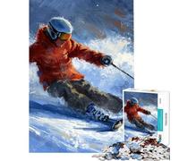 Puzzle da 1000 pezzi per adolescenti sciatore in azione puzzle per adulti giocattolo decorativo da parete arte antistress regalo (dimensioni 50x75cm)