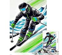 Puzzle da 1000 pezzi per adolescenti: sciatore su una pista di montagna arte digitale giochi per tutta la famiglia giocattolo decorativo da parete sfida educativa (52x38cm)