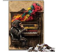 Puzzle da 1000 pezzi per adolescenti Scimmia che suona il pianoforte, gioco per famiglie, antistress, sfida difficile, un'opera d'arte per bambini dai 14 anni in su (dimensioni 50x75cm)