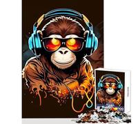 Puzzle da 1000 pezzi per adolescenti scimmia cuffie giocattolo musicale da DJ decorazione da parete opera d'arte regalo giochi rilassanti con pezzi completamente interconnessi di forma casuale 50x75cm