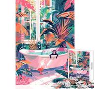 Puzzle da 1000 pezzi per adolescenti Scimmia nella vasca da bagno Illustrazione della giungla Giocattolo educativo Regalo per compleanni Giochi educativi Interessanti per ridurre lo stress (38x26cm)