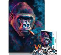 Puzzle da 1000 pezzi per adolescenti, scimpanzé che fuma, difficile da completare ma divertente e umoristico, compleanni e feste, 75x50cm