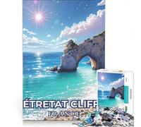 Puzzle da 1000 pezzi per adolescenti, Scogliere di Étretat, Francia, Turismo balneare, Gioco pratico, Sfida difficile, Collezione d'artista, Belle Arti 50x75cm