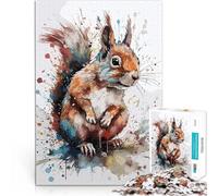 Puzzle da 1000 pezzi per adolescenti Scoiattolo acquerello arte Vacanza a casa: uccidere il tempo è ideale come regalo per tutta la famiglia 52x38cm