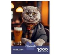 Puzzle Da 1000 Pezzi Per Adolescenti Scottish Fold Cat in Pub Puzzle Per Adulti Giocattolo Decorazione Da Parete Modello Da Assemblare Ottimo Regalo Per I Giocatori 38x26cm/1000pcs