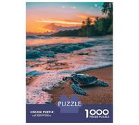 Puzzle Da 1000 Pezzi Per Adolescenti Sea Turtle Sunset Beach Ocean Sea Sand Puzzle Giochi Divertenti Corsa Di Velocità Manuale Regali Unici Per Compleanno 70x50cm/1000pcs