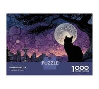 Puzzle Da 1000 Pezzi Per Adolescenti Seattle Skyline Cat And Moon Puzzle Per Adulti Gioco Pratico Decorazione Murale Regali Per Amici E Familiari 70x50cm/1000pcs