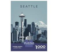 Puzzle Da 1000 Pezzi Per Adolescenti Seattle Skyline Illustration Puzzle Per Adolescenti Gioco Rompicapo Regali Per Donne Attività Divertenti A Casa 70x50cm/1000pcs