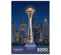 Puzzle Da 1000 Pezzi Per Adolescenti Seattle Space Needle at Night Puzzle Per Adulti Gioco Pratico Ma Divertente E Umoristico Sfida Educativa 70x50cm/1000pcs