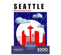 Puzzle Da 1000 Pezzi Per Adolescenti Seattle Washington Mid Century Modern Travel Poster Puzzle Per Adulti Giocattoli Fai Da Te Corsa Di Velocità Manuale Regali Unici Per Compleanno E Natale 70x50cm/1
