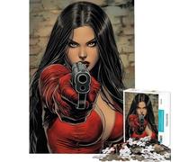 Puzzle da 1000 pezzi per adolescenti seducente bellezza sotto la minaccia di una pistola puzzle fai da te giocattolo decorativo da parete compleanno e Natale (dimensioni 38x52cm)