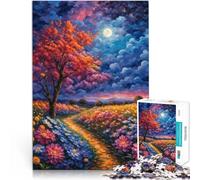 Puzzle da 1000 pezzi per adolescenti Sentiero fiorito al chiaro di luna Giocattoli fai da te Decorazione murale Regali unici per compleanno e Natale 50x70cm