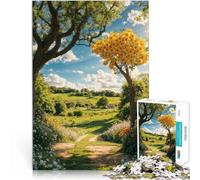 Puzzle da 1000 pezzi per adolescenti Sentiero illuminato dal sole verso l'albero Sollievo dallo stress con poster abbinato e foglio di quiz 75x50cm