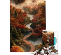 Puzzle da 1000 pezzi per adolescenti sentiero nella foresta autunnale puzzle per adulti gioco per famiglie divertente e spiritoso regalo di compleanno regali (Dimensioni 38x52cm)