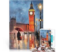 Puzzle da 1000 pezzi per adolescenti Sera piovosa di Londra Giocattoli di gioco impegnativi Migliorare l'amore tra le coppie 52x38cm