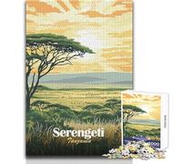 Puzzle da 1000 pezzi per adolescenti Serengeti Sunset Landscape Family Fun & Game Night Analisi e logica Regalo di compleanno Dimensioni 38x52cm