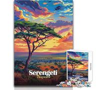 Puzzle da 1000 pezzi per adolescenti Serengeti Sunset Landscape Family Fun & Game Night Analisi e logica Regalo di compleanno Dimensioni 38x26cm