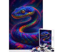 Puzzle da 1000 pezzi per adolescenti Serpente colorato su sfondo cosmico Giocattoli antistress Ottimi regali e giocattoli Gioco rompicapo Allena il tuo cervello e le tue mani Dimensioni 38x52cm