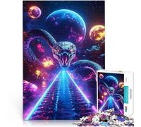 Puzzle da 1000 pezzi per adolescenti Serpente Cosmico Serpente Pianeti Spaziali Difficile Duro con poster abbinato e foglio di quiz 75x50cm