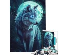 Puzzle da 1000 pezzi per adolescenti Sguardo del Lupo al Chiaro di Luna Giocattolo per Ragazzi Puzzle da Parete Migliora la Memoria Regalo per Amici e Familiari (Dimensioni 38x52cm)
