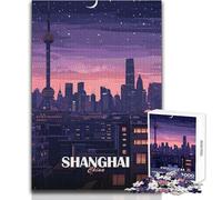 Puzzle da 1000 pezzi per adolescenti, Shanghai, Cina, paesaggio urbano notturno, gioco educativo per famiglie, migliora la memoria, regali di compleanno, dimensioni 38x26cm