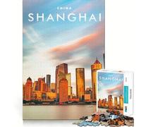 Puzzle da 1000 pezzi per adolescenti, Shanghai, Cina, taglio preciso, arte, concentrazione, gioco divertente, relax, gioco, regalo di compleanno (38x26cm)