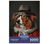 Puzzle Da 1000 Pezzi Per Adolescenti Shetland Sheepdog in Suit And Hat Puzzle Per Adolescenti Giocattolo Decorazione Da Parete Regali Per Donne Regalo Di Compleanno, Regali, 52x38cm/1000pcs