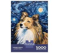Puzzle Da 1000 Pezzi Per Adolescenti Shetland Sheepdog Night Puzzle Per Adulti Gioco Rompicapo Modello Di Assemblaggio Regali Per Amici E Familiari 70x50cm/1000pcs