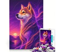 Puzzle da 1000 pezzi per adolescenti Shiba Inu al neon gioco divertente allena la mente e la mano migliora l'amore tra le coppie 38x52cm