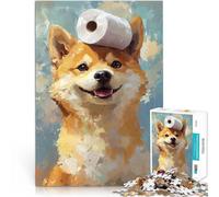 Puzzle da 1000 pezzi per adolescenti Shiba Inu con carta igienica Gioco a quiz con pezzi completamente interconnessi di forma casuale 75x50cm