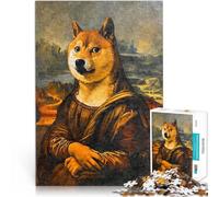 Puzzle da 1000 pezzi per adolescenti Shiba Inu Mona Lisa Difficile da completare ma divertente e umoristico Regali di Babbo Natale segreto 52x38cm