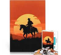 Puzzle da 1000 pezzi per adolescenti Silhouette del cavaliere al tramonto Giocattoli da gioco Gioco educativo per compleanno e Natale 38x26cm
