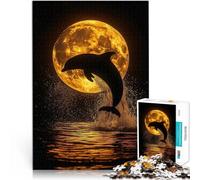 Puzzle da 1000 pezzi per adolescenti Silhouette delfino Luna Oceano Gioco di famiglia per e Decorazioni e regali unici per la casa 75x50cm