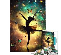 Puzzle da 1000 pezzi per adolescenti silhouette di ballerina con farfalle difficile e impegnativo gioco di assemblaggio impossibile adatto a persone dai 14 anni in su (38x52cm)