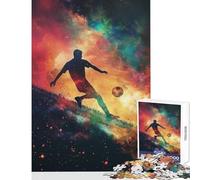 Puzzle da 1000 pezzi per adolescenti silhouette di calcio galassia decorazione per la casa giocattoli regalo di compleanno gioco pratico con poster abbinato e foglio di quiz dimensioni 50x75cm