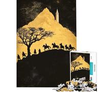 Puzzle da 1000 pezzi per adolescenti silhouette di cavalieri su una collina puzzle per adulti giochi divertenti vacanze a casa passatempo compleanno e altro (dimensioni 38x26cm)