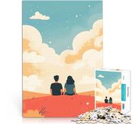 Puzzle da 1000 pezzi per adolescenti Silhouette di coppia sotto il cielo Gioco impegnativo Gioco educativo per compleanno e Natale 75x50cm