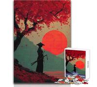 Puzzle da 1000 pezzi per adolescenti, silhouette di samurai sotto un albero di acero rosso, vacanze, giochi di relax, regali per donne e uomini (dimensioni 38x26cm)