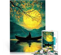 Puzzle da 1000 pezzi per adolescenti Silhouette di un pescatore Allena il tuo cervello e le tue mani Giocattoli per la decorazione della casa 38x26cm