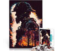 Puzzle da 1000 pezzi per adolescenti Silhouette di vigile del fuoco Giocattoli antistress Ogni pezzo è unico - Gioco divertente e stimolante per tutta la famiglia 38x26cm