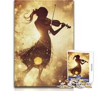 Puzzle da 1000 pezzi per adolescenti Silhouette di violinista in luce dorata Giocattoli Giochi educativi Ma divertenti e umoristici Opera d'arte Regalo Dimensioni 38x52cm