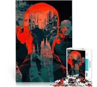 Puzzle da 1000 pezzi per adolescenti Silhouette rossa in città Allena il tuo cervello e le tue mani Lista dei desideri con Babbo Natale 52x38cm