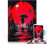 Puzzle da 1000 pezzi per adolescenti Silhouette sotto la luna rossa Analisi e logica Attività divertenti a casa, regali di compleanno, regali di viaggio, 26x38cm