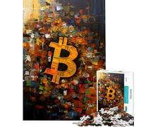 Puzzle da 1000 pezzi per adolescenti simbolo astratto Bitcoin puzzle per adulti giochi rilassanti decorazione perfetta ideale come regalo (dimensioni 38x52cm)