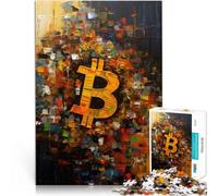 Puzzle da 1000 pezzi per adolescenti Simbolo astratto di Bitcoin Allena il tuo cervello e le tue mani è ideale come regalo per tutta la famiglia 38x26cm