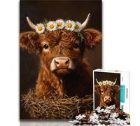 Puzzle da 1000 pezzi per adolescenti, simpatici puzzle a forma di mucca delle Highlands, interessante interazione genitore-figlio per ridurre lo stress (dimensioni 75x50cm)
