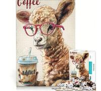 Puzzle da 1000 pezzi per adolescenti, simpatico agnello dipendente dal caffè, gioco impossibile, interazione genitore-figlio, regalo di Natale e compleanno 38x52cm
