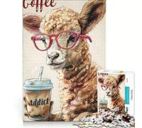 Puzzle da 1000 pezzi per adolescenti, simpatico agnello dipendente dal caffè, gioco impossibile, interazione genitore-figlio, regali di Natale e compleanno 38x26cm