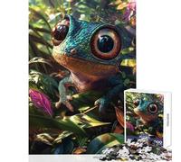 Puzzle da 1000 pezzi per adolescenti simpatico camaleonte nella giungla giocattoli per la decorazione della casa regali di Babbo Natale segreto gioco educativo aiuta a esercitare il cervello 38x52cm