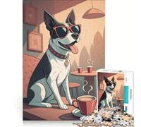 Puzzle da 1000 pezzi per adolescenti: simpatico cane al bar, gioco divertente, allena la mente e la mano, migliora l'amore tra le coppie 50x75cm
